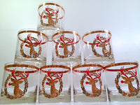 Load image into Gallery viewer, Culver Signed Mid-Century Rudolph The Red Nose Reindeer Old Fashion Glasses - Rare (Set of 8)

