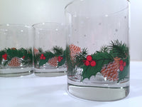 Load image into Gallery viewer, Libbey Pinecone and Holly Double Old Fashion Glasses (Set of 4)
