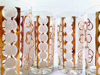Load image into Gallery viewer, Mid-Century 22-Karat Gold &amp; White Chains of Love Glasses (Set of 6)
