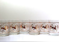 Load image into Gallery viewer, Culver Signed Mid-Century Golden Reindeer Double Old Fashion Glasses (Set of 6)
