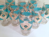 Load image into Gallery viewer, Libbey Mid-Century Turquoise and 22-Karat Gold Highball Glasses (Set of 8)
