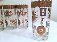 Load image into Gallery viewer, Culver Mid-Century 22-Karat Gold Charm Bracelet Highball Glasses (Set of 5)

