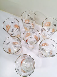 Load image into Gallery viewer, Federal Glass 22- Karat Gold and Black Retro Atomic Collins Glasses (Set of 7)
