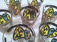 Load image into Gallery viewer, Georges Briard Signed Mid-Century Blue and Yellow Spade Whiskey-Double Shot Glasses (Set of 7)
