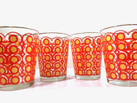Load image into Gallery viewer, Colony Groovy Retro Orange &amp; Yellow Circle Double Old Fashion Glasses (Set of 4)
