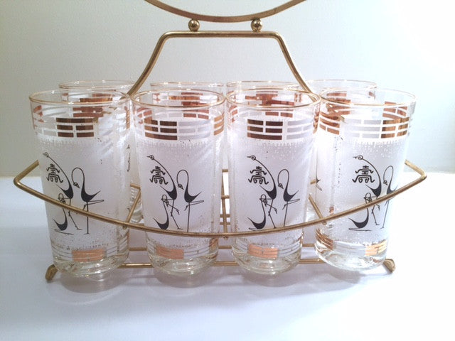 Libbey Mid-Century Tiki Bar Set (Set of 8 Glasses with Carrier)