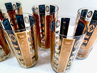 Load image into Gallery viewer, Georges Briard Signed Mid-Century Golden Crown Highball Glasses (Set of 8)
