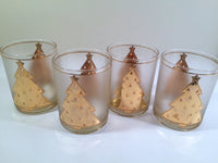 Load image into Gallery viewer, Culver Signed Mid-Century Lord and Taylor 22-Karat Gold Christmas Tree Double Old Fashion Glasses (Set of 4)
