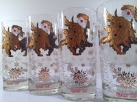 Load image into Gallery viewer, Vintage Christmas White and 22-Karat Gold Holly Boy Glasses (Set of 4)
