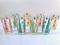 Load image into Gallery viewer, Fred Press Signed Mid-Century Pastel Atomic Burst Highball Glasses (Set of 8)
