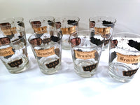 Load image into Gallery viewer, Vintage Black and 22-Karat Gold Liquor Name Double Old Fashion Glasses (Set of 8)
