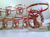 Load image into Gallery viewer, Culver Signed Mid-Century Rudolph The Red Nose Reindeer Old Fashion Glasses - Rare (Set of 8)
