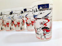Load image into Gallery viewer, Hazel Atlas Mid-Century Frosted Santa&#39;s Workshop North Pole NY (Set of 6)
