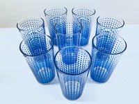 Load image into Gallery viewer, Hazel Atlas Mid-Century Retro Blue Dots Glass Set With Original Box (Set of 8)
