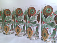 Load image into Gallery viewer, Culver Signed Mid-Century Christmas Tree with Bird and Ornament Highball Glasses (Set of 8)
