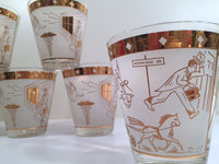 Load image into Gallery viewer, Mid-Century &quot;Birds and the Bees&quot; Double Old Fashion Glasses (Set of 6)
