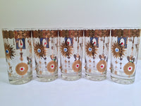 Load image into Gallery viewer, Culver Mid-Century 22-Karat Gold Charm Bracelet Highball Glasses (Set of 5)
