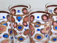 Load image into Gallery viewer, Georges Briard Signed Mid-Century 22-Karat Gold and Colorful Circle Glasses (Set of 6)
