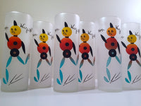 Load image into Gallery viewer, Federal Glass Mid-Century Blue Hey Wait for Me Tall Collins Glasses (Set of 6)
