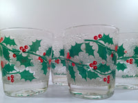 Load image into Gallery viewer, Fred Press Signed Mid-Century Frosted Christmas Holly Old Fashion Glasses (Set of 4)
