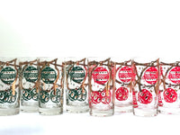 Load image into Gallery viewer, Norman Wolff Co Mid-Century Red and Green Christmas Garland Glasses (Set of 8)

