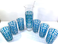 Load image into Gallery viewer, Pasinski Signed Mid-Century Blue and Green 14-Piece Cocktail Set
