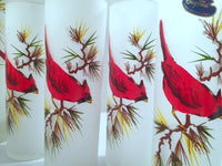 Load image into Gallery viewer, Gay Fad Mid-Century Cardinal and Pine Sprig 9-Piece Bar Set (8 Collins Glasses, Shaker With Lid)
