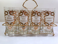 Load image into Gallery viewer, Cera Glass - Mid-Century To Your Health Bar Set With Carrier (Set of 8)
