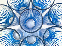 Load image into Gallery viewer, Hazel Atlas Mid-Century Retro Blue Dots Glass Set With Original Box (Set of 8)
