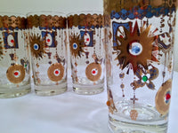 Load image into Gallery viewer, Culver Mid-Century 22-Karat Gold Charm Bracelet Highball Glasses (Set of 5)

