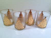 Load image into Gallery viewer, Culver Signed Mid-Century Lord and Taylor 22-Karat Gold Christmas Tree Double Old Fashion Glasses (Set of 4)
