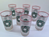 Load image into Gallery viewer, Culver Signed Mid-Century Merry Christmas Wreath Glasses (Set of 7)
