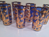 Load image into Gallery viewer, Culver Mid-Century Blue and 22-Karat Gold Leaf Glasses (Set of 8)
