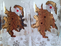 Load image into Gallery viewer, Vintage Christmas White and 22-Karat Gold Holly Boy Glasses (Set of 4)
