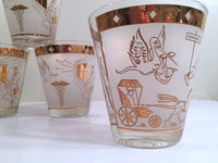 Load image into Gallery viewer, Mid-Century &quot;Birds and the Bees&quot; Double Old Fashion Glasses (Set of 6)
