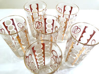 Load image into Gallery viewer, Mid-Century 22-Karat Gold &amp; White Chains of Love Glasses (Set of 6)

