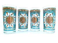 Load image into Gallery viewer, Georges Briard Mid-Century Turquoise and 22-Karat Gold Highball Glasses (Set of 4)
