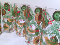 Load image into Gallery viewer, Culver Signed Mid-Century Christmas Tree with Bird and Ornament Highball Glasses (Set of 8)
