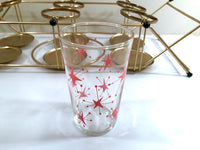 Load image into Gallery viewer, Federal Glass Pink Atomic Starburst Glasses with Tipsy Tim Carrier (Set of 6 with Carrier)
