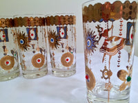 Load image into Gallery viewer, Culver Mid-Century 22-Karat Gold Charm Bracelet Highball Glasses (Set of 5)
