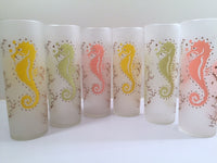 Load image into Gallery viewer, Federal Glass Mid-Century Seahorse Frosted Collins Glasses (Set of 6)
