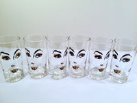 Load image into Gallery viewer, Mid-Century Glamour Gal Face Glasses (Set of 6)
