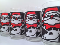 Mid-Century Naughty Santa and Reindeer Highball Glasses (Set of 6