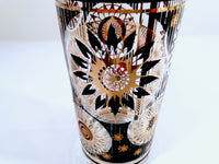 Load image into Gallery viewer, Fred Press Signed Mid-Century Black and 22-Karat Gold Abstract Flower Glasses (Set of 2)
