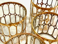 Load image into Gallery viewer, Imperial Glass Company –  Spanish Windows 22-Karat Gold Mid-Century Double Old Fashion Glasses (Set of 6)
