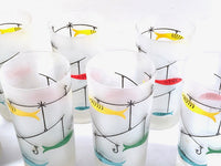 Load image into Gallery viewer, Mid-Century Fishing Lure Glasses with Carrier (Set of 8)
