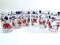 Load image into Gallery viewer, Hazel Atlas Mid-Century Frosted Santa&#39;s Workshop North Pole NY (Set of 6)
