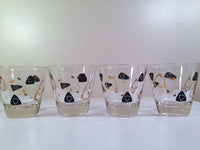 Load image into Gallery viewer, Federal Glass Mid-Century Black and 22-Karat Gold Amoeba Boomerang Glasses (Set of 4)

