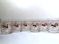 Load image into Gallery viewer, Culver Signed Mid-Century Golden Reindeer Double Old Fashion Glasses (Set of 6)
