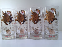 Load image into Gallery viewer, Vintage Christmas White and 22-Karat Gold Holly Boy Glasses (Set of 4)
